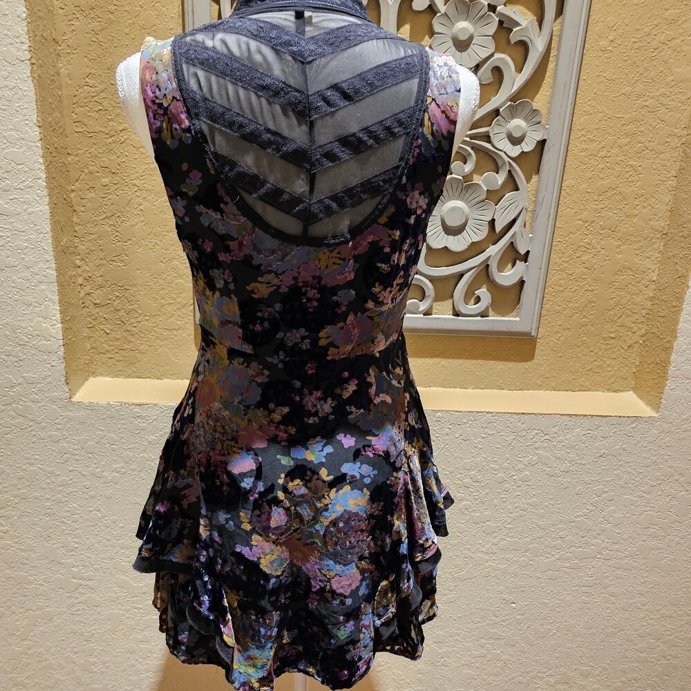 Free People M Crushed Velvet Dark Romantic Dress Witchy Goth Dark Academia - Picture 4 of 16